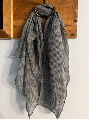 Gray Square Scarf 23x23 Minimalist Stripe Lightweight Neutral